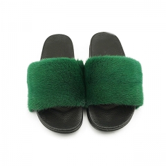 Flash Sale Popular Style Pure Color Fur Sandals Furry  Mink  Fur Slippers
