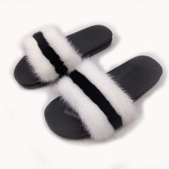 Flash Sale 2019 Summer New Fashion Luxury Slide Sandals Mink Fur Sandals