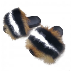 Fox fur slippers,Fur slides,Fox fur sandals
