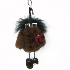Fashion Bag Charm Genuine Fur Keychain Luxury Fur Pendent