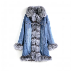 Winter Women's Fox Fur Coat Warm Fur Parka Ladies Long Trench Jacket Outwear fashion winter coats