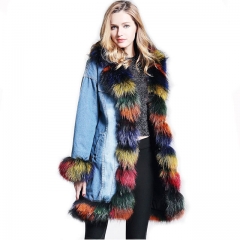 Fox Fur Collar Hood Trim Parka with Real Fox Fur Lining Winter Fur Coat for Women