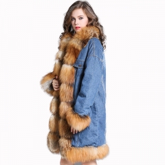 Warm Fur Parka Fashion Hooded Quilted Coat Down Cotton Parka Slim Outwear