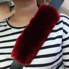 Fashion Genuine Sheepskin Lamb Fur Car Seat Belt Cover