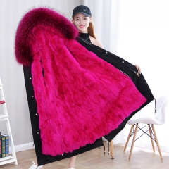 2019 New Fashion Style Raccoon Fur Parka / Fox Fur Parka Real Fur / Women Winter Warm Parka Fur Jacket