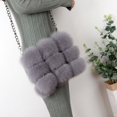 High Quality Luxury Dye Color Fox Fur Handbag / Winter White Fox Fur Bag