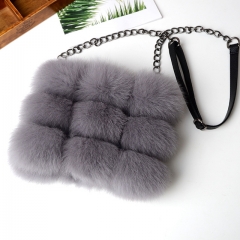 Wholesale Colorful Pluch Warm Women Real Fox Fur Bag