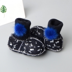 Real faux fur baby shoes infant warm fluffy boots