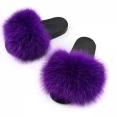 soft real fox fur slides-purple