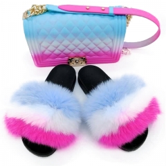 colourfull fur slides with maching jelly purse