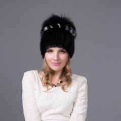 2019 New Desgin 100% Real Copenhagen Mink Fur Woman Fits Hat Ear Protection Cap Hat