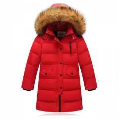 Fur Collar Hooded long down Coats Kids Warm New Fashion Children Winter Jacket