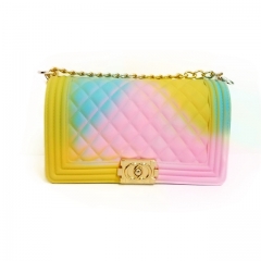 Diamond And Chain Cc Style Solorful Jelly Purse
