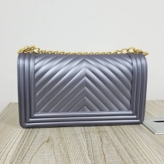 Silver Jelly Purse Strip Diamond Style Handbag