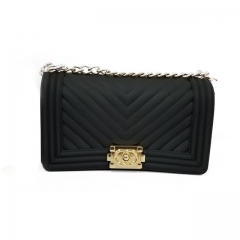 Black Jelly Purse Strip Style Handbag