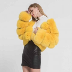 Custom Lady Fox Fur Jacket Coat Women Luxury Real Fox Fur Coat